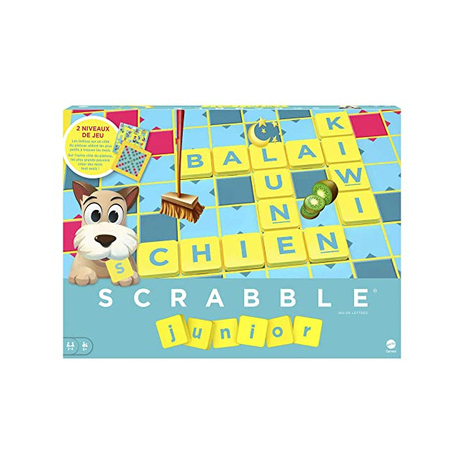 Mattel Scrabble Junior, Jeu de Société et de Lettres pour Enfants dès 6 ans, Version Française, (modèle aléatoire) Y9668