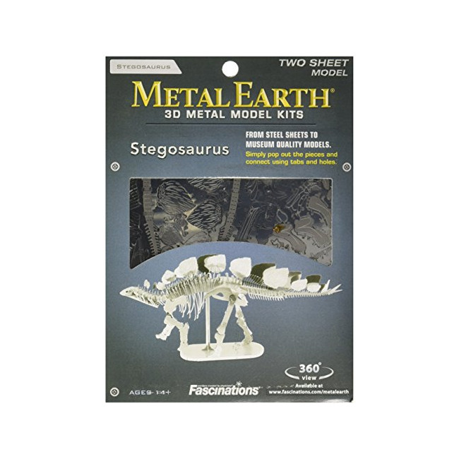 Metal Earth - 5061100 - Maquette 3D - Dinosaures - Stégosaure Squelette - 13,97 x 2,54 x 7,62 cm - 2 pièces