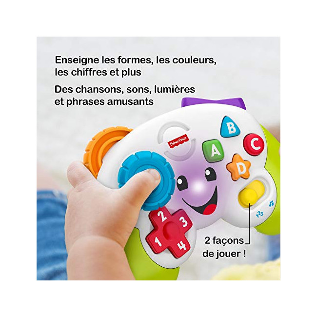 Fisher-Price - La manette de jeu et d'apprentissage - jouet interactif  musical et lumineux pour bébé - Avec modes apprentissage