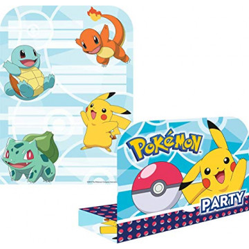 Pokémon - Lot de 8 invitations & enveloppes