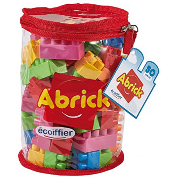 Jouets Ecoiffier -486 - Sac de briques à empiler Abrick – Jeu de construction pour enfants – 50 pièces – Dès 18 mois –
