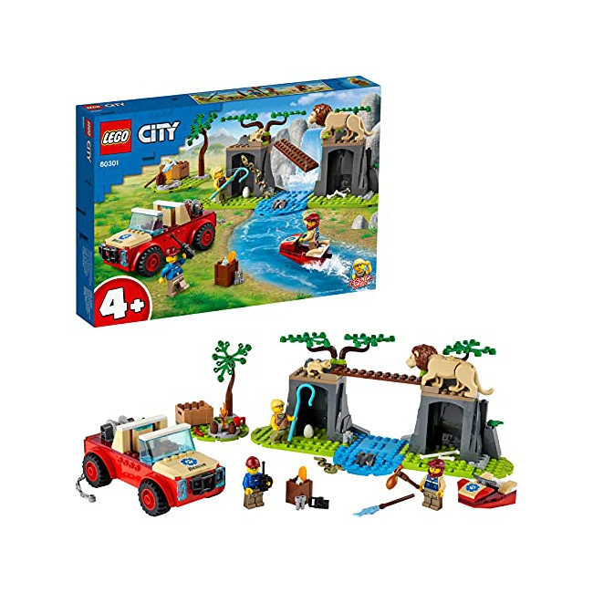 LEGO 60301 City Wildlife Le Tout-Terrain de Sauvetage des Animaux Sauvages, Jouet Voiture Tout Terrain avec Figurines,