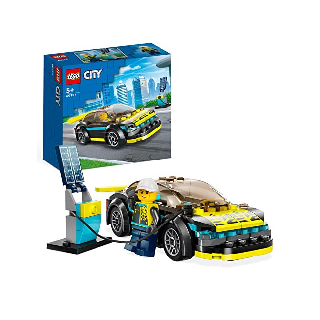 LEGO 60383 City La Voiture de Sport Électrique, Jouet pour Garçons et Filles de 5 Ans, Set de Voiture de Course, avec