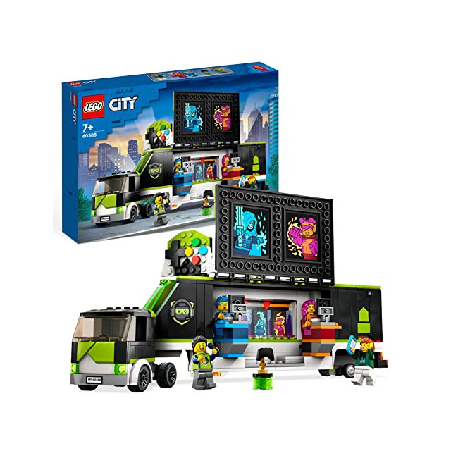 LEGO 60388 City Le Camion de Tournois de Jeux Vidéo, Jouet de Véhicules Esports, avec Minifigurines pour Gameur, Cadeau