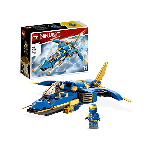LEGO Ninjago 71784 Le Jet Supersonique de Jay – Évolution, Jouet de Ninja Évolutif, Construction Avion, à Collectionner,