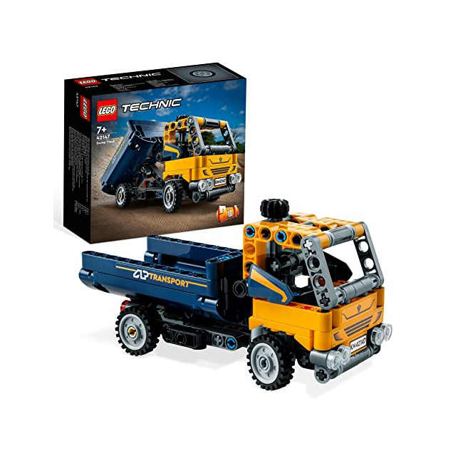 LEGO 42147 Technic Le Camion à Benne Basculante, 2-en-1, Maquette Engin de Chantier à Jouet de Pelleteuse, Ingénierie