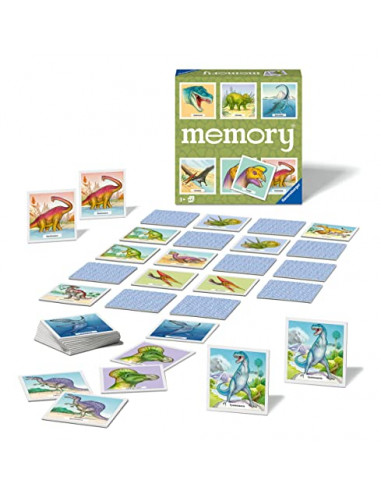Ravensburger - Jeu Educatif - Grand Memory - Dinosaures - Jeu de Paires et de mémoire - 64 Cartes - Enfants dès 3 Ans -