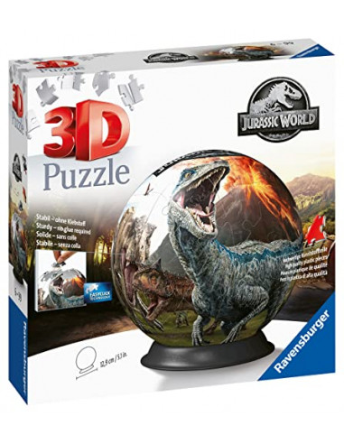 Ravensburger - Puzzle 3D Ball - Jurassic World - A partir de 6 ans - 72 pièces numérotées à assembler sans colle -