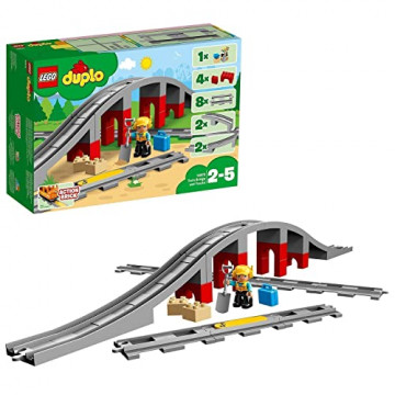LEGO Duplo 10872 Town Les Rails Et Le Pont du Train, Jouet pour Enfants 2-5 Ans, Jeu De Construction avec Klaxon en Brique...