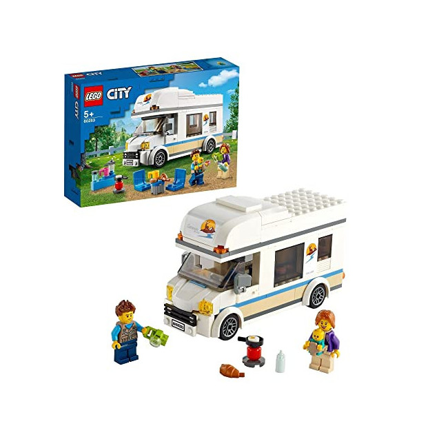 LEGO 60283 City Le Camping-Car de Vacances, Set de Jeu de Voitures idéal pour Les Vacances d'été