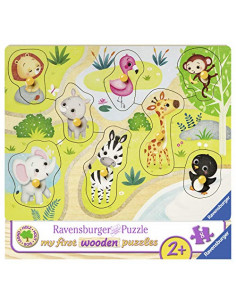 Les Voyages Au Zoo - My First Wooden Puzzle - 8 Pièces