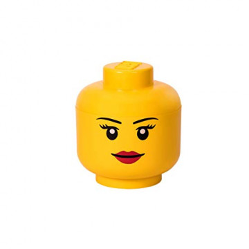 LEGO 40321725 - Tête de rangement empilable Légo Fille Grand modèle Plastique Jaune D24 x H27 -1 cm