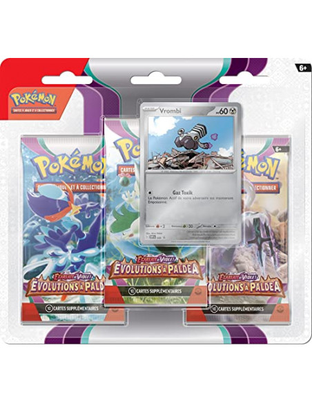 Pokemon - Pack 3 boosters - Ecarlate et Violet - Evolutions à Paldéa (EV02) - Modèle aléatoire - Jeux de société - Jeux