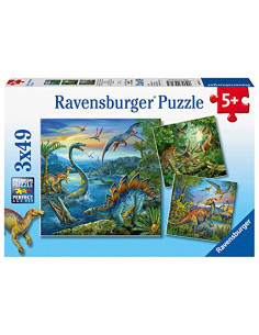 La fascination des dinosaures - Puzzles 3x49 pièces