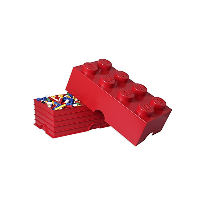 Brique de rangement LEGO 8 plots, Boîte de rangement empilable, 12 l, rouge