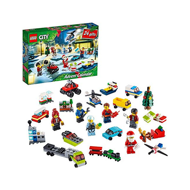 LEGO 60268 City Le Calendrier de l'Avent 2020 mini jeu de Construction de Noël avec des Véhicules Mirco, Traîneau et la...