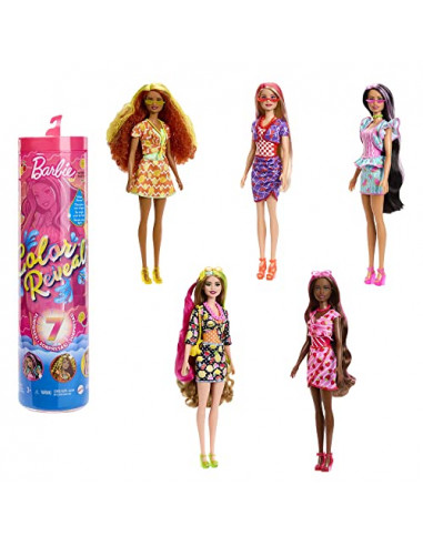 Barbie Assortiment de poupées Color Reveal parfumées avec 7 surprises, Série Sweet Fruit, Jouet Enfant, Dès 3 ans, HJX49