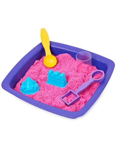 Kinetic Sand Shimmer - Coffret Château De Sable 453g Rose Scintillant - 3 Moules Et 2 Outils