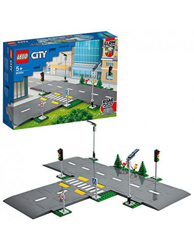 LEGO 60304 City Intersection à Assembler, Jeu Construction Ville avec Panneaux et Routes à imbriquer pour garçon ou