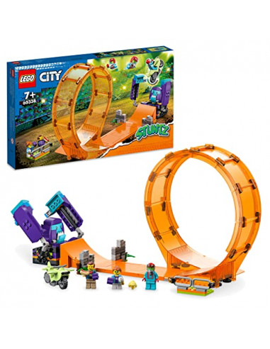 Lego 60338 City Stuntz Le Looping du Chimpanzé Cogneur, Jouet de Moto Cross avec Minifigurines de Cascadeur et Rampe