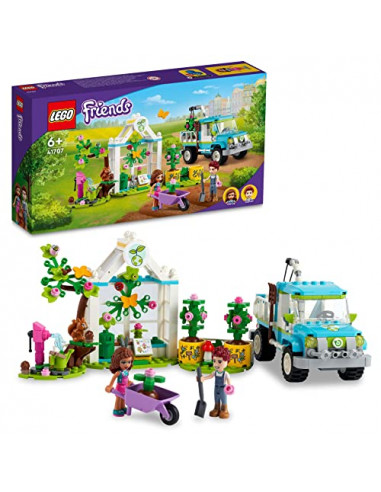 LEGO 41707 Friends Le Camion Planteur d’Arbres, Jouet de Construction Voiture, avec Figurines d'animaux, Jardinage pour