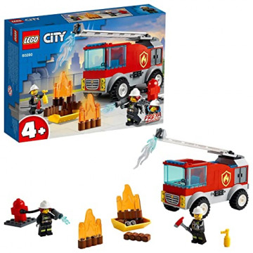 LEGO City 60280 - Le camion des pompiers avec échelle avec Mini Figurine de Pompier
