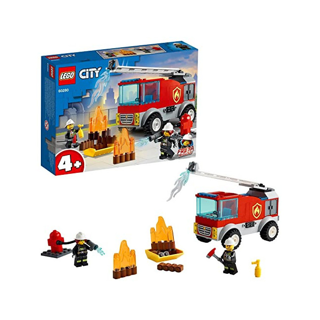 LEGO 60280 City Le Camion des Pompiers avec échelle avec Mini Figurine de Pompier pour Les garçons et Les Filles de 4 Ans et...