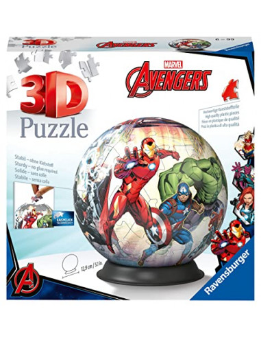 Ravensburger - Puzzle 3D Ball - Marvel Avengers - A partir de 6 ans - 72 pièces numérotées à assembler sans colle -