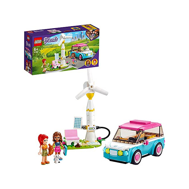 LEGO Friends 41443 La Voiture Electrique d’Olivia, Jeu de Construction avec Mini Poupées, Eco-éducation pour Enfant de 6 Ans et