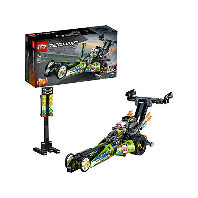 LEGO Technic, Dragster de course en Hot Rod 2in1, Ensemble avec moteur à rétrofriction, Collection de véhicules Drag Racer,...