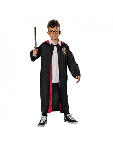Rubie's - Pack Robe Gryffindor, baguette et de lunettes enfant Harry Potter - Taille M/L- H-5378, Noir