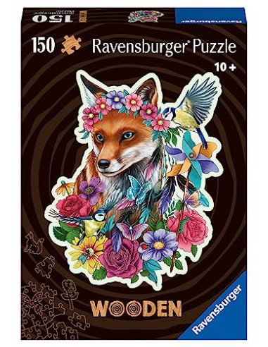 Ravensburger - Puzzle en bois - Renard coloré - 150 pièces robustes et naturelles dont 15 figurines en bois (whimsies) -