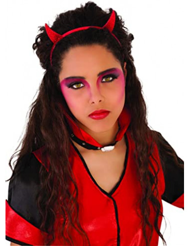 Rubies, Serre-tête Diablesse Paillettes Rouge, Halloween Accessoire Enfant