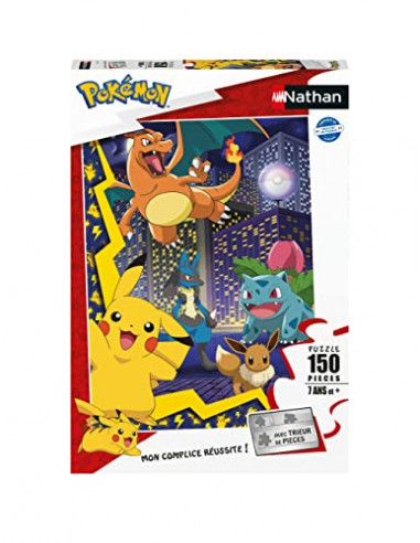 Nathan - Puzzle Enfant - 150 pièces - La ville des Pokémon - Pour enfants Garçon ou fille dès 7 ans - Puzzle de qualité