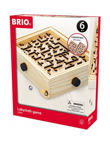 BRIO - 34000 - Jeu de Labyrinthe (L'original) - Jeu d'adresse en bois - 1 joueur - Développe la motricité fine et la
