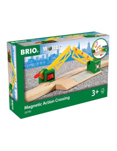 Brio World - 33750 - Passage à niveau magnétique - Accessoire pour circuit de train en bois - Action de jeu sans pile -