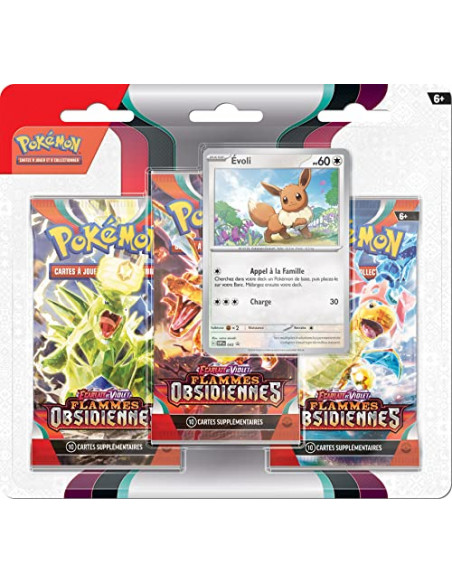 Pokemon - Pack 3 boosters - Ecarlate et Violet - Flammes Obsidiennes (EV03) - Modèle aléatoire - Jeux de société - Jeux
