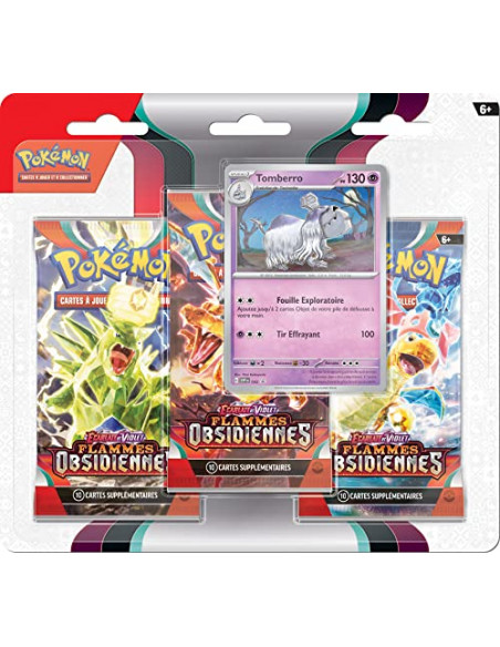Pokemon - Pack 3 boosters - Ecarlate et Violet - Flammes Obsidiennes (EV03) - Modèle aléatoire - Jeux de société - Jeux