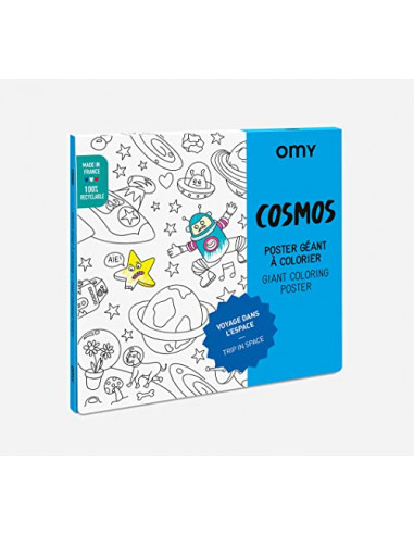 OMY - Poster Géant à Colorier Cosmos - 100 cm x 70 cm - Encadrable - Immense carte de l'espace Originale et Amusante -