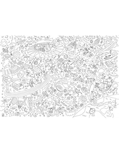 Poster Géant à Colorier Pirates OMY - 100x70cm - Papier 120g/m² - Fabriqué En France - Activité Enfants Et Adultes