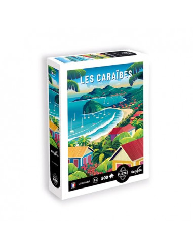 Sentosphere- Calypto 3907300 Caraïbes, 500 pièces Soft Touch, coloré avec Surface veloutée avec Poster, Adultes et