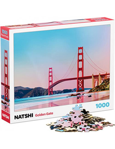 Natshi - Golden Gate - Puzzle Adulte 1000 Pièces - 70 x 50 cm - Puzzle Paysage - avec Poster & Sac Refermable – Pièces