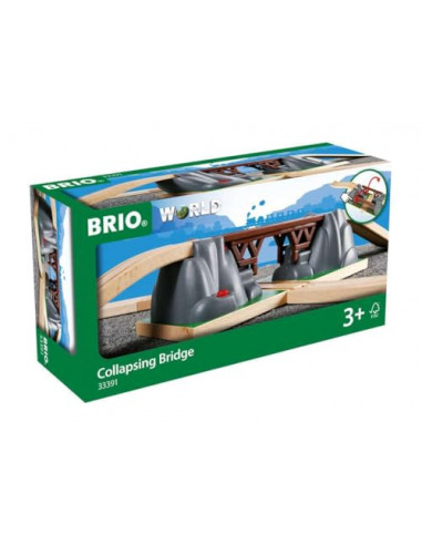 BRIO World - 33391 - Pont catastrophe - Accessoire pour circuit de train en bois - Action de jeu sans pile - Le pont