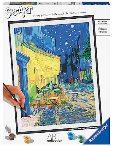 Ravensburger – CreArt grand format 30x40 cm – Van Gogh – La terrasse du café le soir – Art collection – Loisir créatif –
