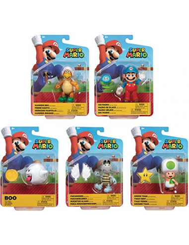 Jakks Pacific Super Mario Figurine 10cm Avec Accessoires - Assortiment 6 Pièces, Jouet Multicolore