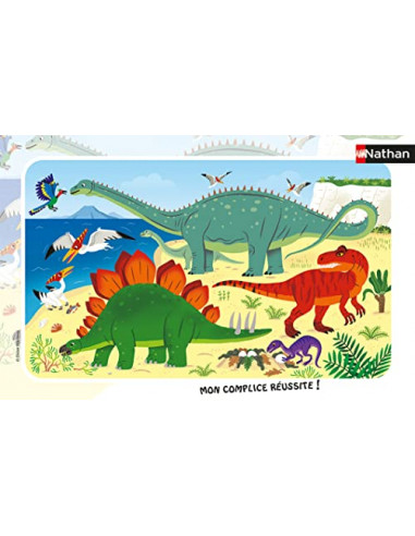 Nathan - Puzzle Enfant - Cadre 15 pièces - Les dinosaures du Jurassique - Fille ou garçon dès 3 ans - Puzzle de qualité