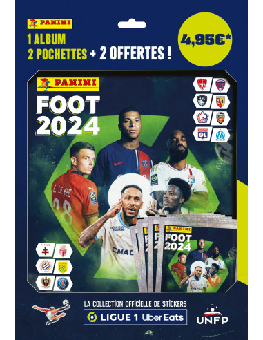 Panini Foot 2024 Ligue 1 Uber Eats Album + 2 Pochettes + 2 offertes, 004623SPCFGD