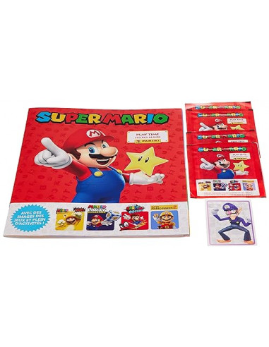 Panini Super Mario Stickers Album + 4 Pochettes + 1 Carte Edition Limitée, 004218SPCFGD